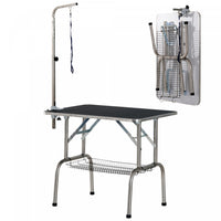 Pawhut Dog Grooming Table With Adjustable Grooming Arm, Pet Grooming Table For Dogs With Storage She