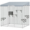 Pawhut Catio Outdoor Cat Enclosure Large, 79" L Galvanized Steel Outdoor Cat House With 420d Waterproof Canopy, Multiple Platforms, Resting Condo, Lockable Door, For 1-3 Large Cats