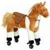 Qaba Kids Rocking Horse, Large Walking Ride On Toy For Toddlers 3 Year Old, Baby Plush Animal Rocker