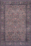 Aqua Brown Flora Washable Non-slip Low Pile Area Rug 5'x7' 
