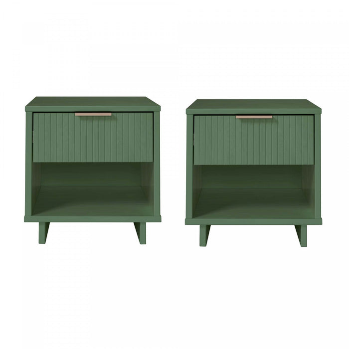 Granville Modern 18\" Nightstand in Sage Green (1-Drawer) - Set of 2 