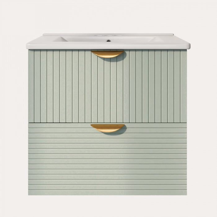 Emily 24\" Modern Wall-mounted Bathroom Vanity With Ceramic Sink - Green 