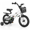 Costway 14" Kid's Bike With Removable Training Wheels & Basket For 3-5 Years Old White