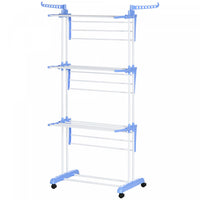 Homcom Foldable Clothes Drying Rack With 2 Side Wings 4 Castors