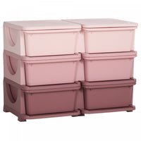 Qaba Kids Toy Storage Organizer With 6 Plastic Bins, 3 Tier Drawer Chest Utility For Kids Bedroom Nu
