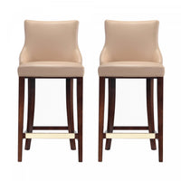 Shubert Modern Wood Upholstered Barstool in Tan - Set of 2 