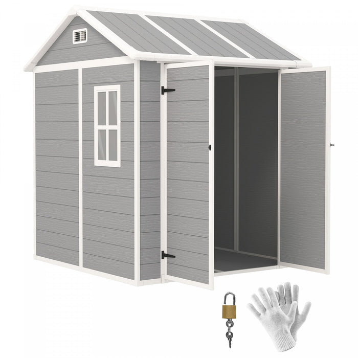 Outsunny 6' X 6' Outdoor Storage Shed, Resin Shed With Floor, Window