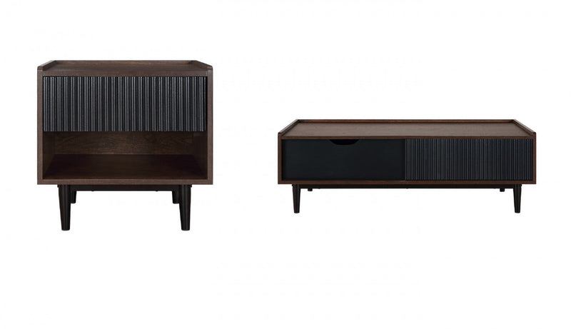 Duane Mid-Century Modern 2-Piece Coffee Table & End Table Set in Black 