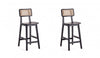 Versailles Industry Chic Cane Back Wood Counter Stool in Black and Natural - Set of 2 