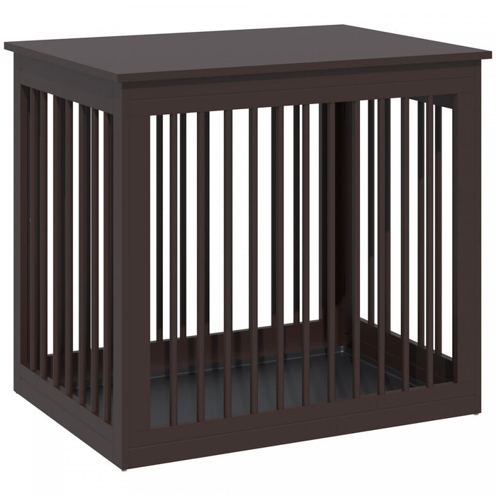 Pawhut Wooden Dog Crate Furniture, Puppy Kennel End Table, Decorative Pet House With Front Door, Saf