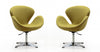 Raspberry Modern Upholstered Swivel Lounge Chair in Green - Set of 2 Accent Chair 