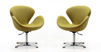 Raspberry Modern Upholstered Swivel Lounge Chair in Green - Set of 2 Accent Chair