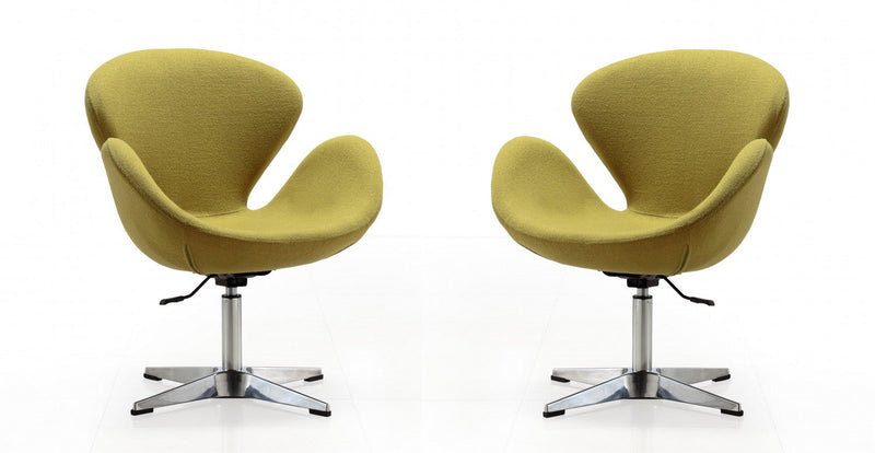 Raspberry Modern Upholstered Swivel Lounge Chair in Green - Set of 2 Accent Chair 