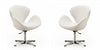 Raspberry Modern Upholstered Swivel Lounge Chair in White - Set of 2 Accent Chair 