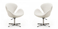 Raspberry Modern Upholstered Swivel Lounge Chair in White - Set of 2 Accent Chair