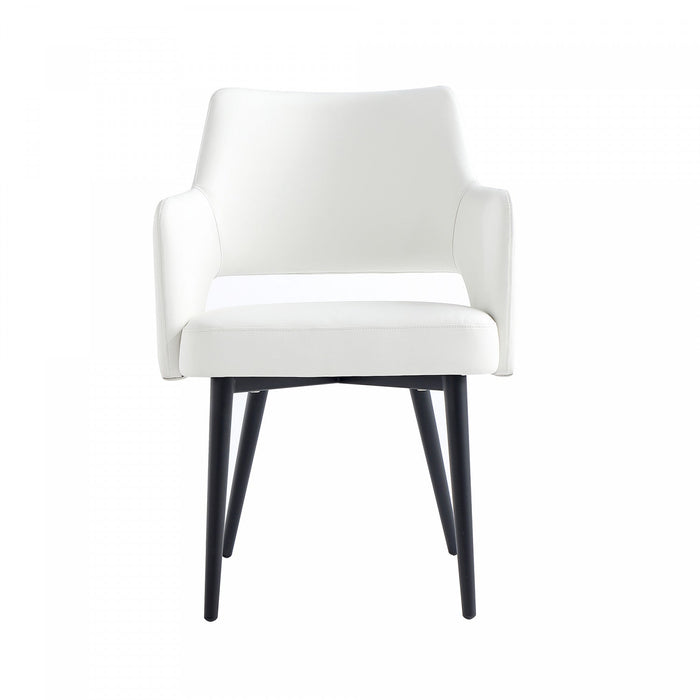 Tremont Modern Metal Vegan Leather Armchair in White 