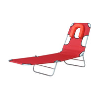 Outsunny Outdoor Lounge Chair, Adjustable Folding Chaise Lounge, Red