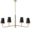 Dainolite Eleanor 4 Light Horizontal Chandelier Aged Brass Black/Gold Shades Lamp