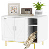 Pawhut Cat Litter Box Enclosure, Litter Box Furniture With Scratching Pad, 2-door Storage Cabinet, Indoor Cat House For Living Room, Bedroom, 31.5" X 20" X 24", White