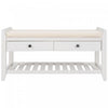 Stephanie Pine Wood Shoe Rack Bench With Cushioned Seat With Storage Drawers - White 