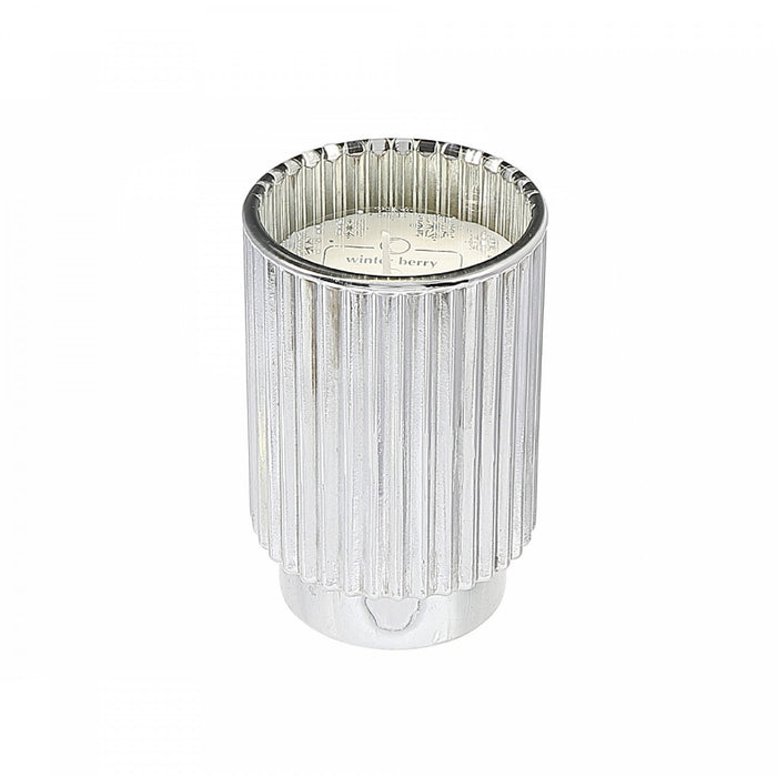 11.3oz Ribbed Silver Electroplated Scented Candle Winter Berry