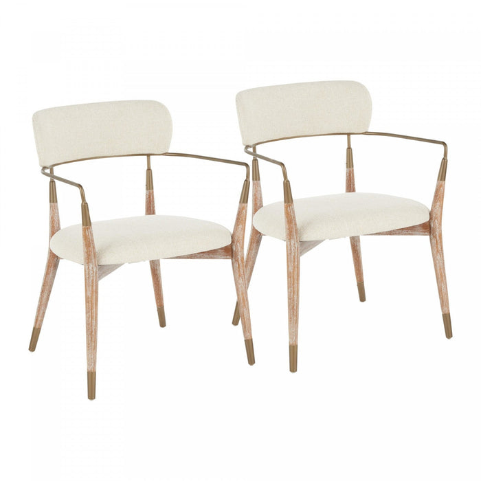 LumiSource Savannah Cream Fabric Contemporary Dining Chair - Set of 2
