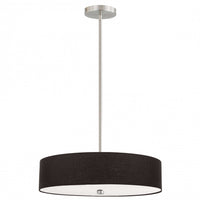 Dainolite Everly 4 Light Pendant Satin Chrome Finish Black Shade Lamp