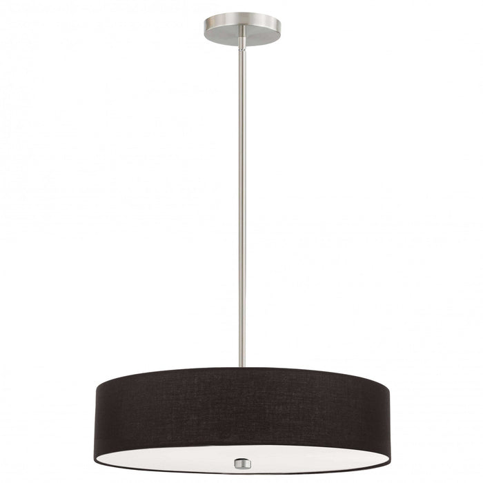 Dainolite Everly 4 Light Pendant Satin Chrome Finish Black Shade Lamp