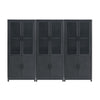 Jodie Mid-Century Modern 31\" Bookcase Cabinet in Charcoal Gray (6-Shelf) - Set of 3 