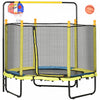 Qaba 55" Trampoline for Kids, 47.2"-55.1"H Indoor Outdoor Toddler Trampoline with Safety Enclosure Net, Baby Recreational Play for Boys and Girls, Ages 3-10, Yellow