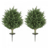 HOMCOM 24" Artificial Cypress Trees with Ground Stake, Set of 2, Green
