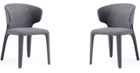 Manhattan Comfort Set of 2 Conrad Modern Woven Tweed Dining Chair - Grey
