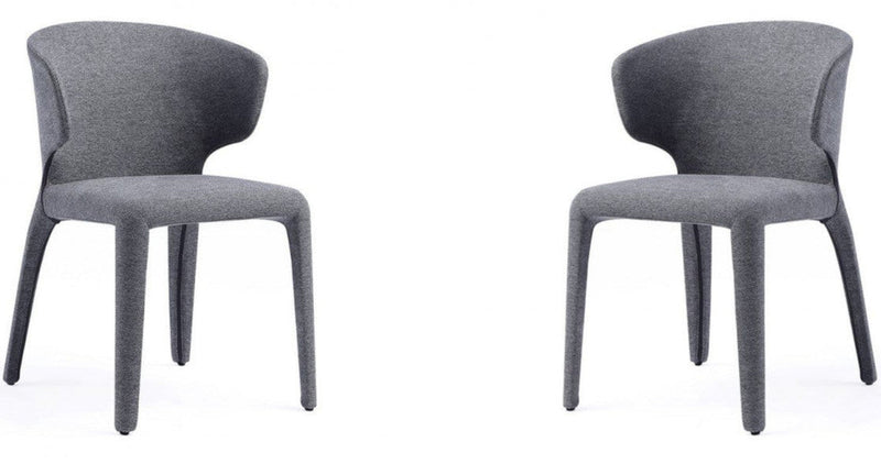 Manhattan Comfort Set of 2 Conrad Modern Woven Tweed Dining Chair - Grey