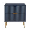 Dumbo Modern 20\" Fluted Nightstand in Midnight Blue (2-Drawer) 