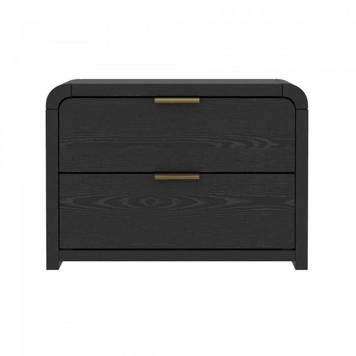 Grace Modern 28\" Nightstand in Black and Gold 