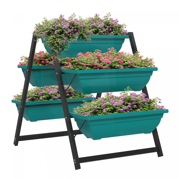 Outsunny 3-tier Vertical Raised Garden Bed With 5 Planter Boxes, Outdoor Plant Stand Grow Container 
