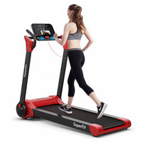Superfit 2.25hp Folding Electric Motorized Treadmill W/ Speaker Red