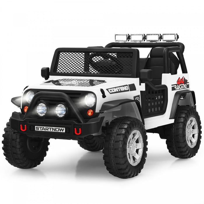Costway 12v Kids Ride On Truck Remote Control Electric Car W/lights&music White