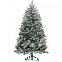 Homcom 5ft Flocked Artificial Christmas Tree With Metal Stand, Hinged Tips
