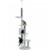 Pawhut Floor To Ceiling Cat Tree For Large Cats, 89\"-100\" Adjustable Height Cat Climbing Tower W/ Ha