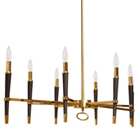 Dainolite Langford 8 Light Horizontal Chandelier Vintage Bronze Finish Black Shade Lamp
