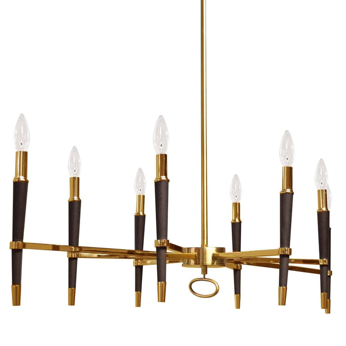 Dainolite Langford 8 Light Horizontal Chandelier Vintage Bronze Finish Black Shade Lamp