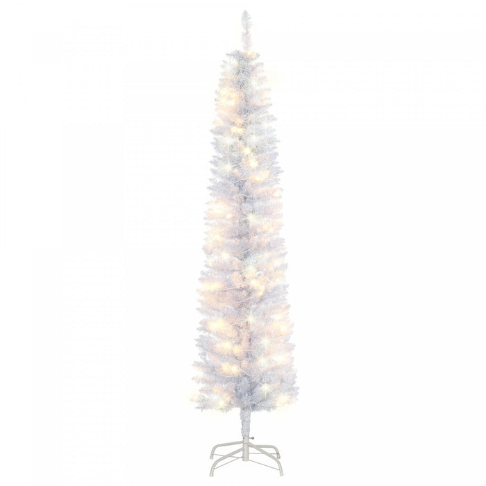 Homcom 6' Pre-lit Pencil Artificial Christmas Tree W/ 100 Leds