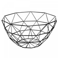Round Geometric Metal Fruit Basket Black