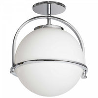 Dainolite Paola 1 Light Semi-flush Mount Polished Chrome White Opal Glass Lamp