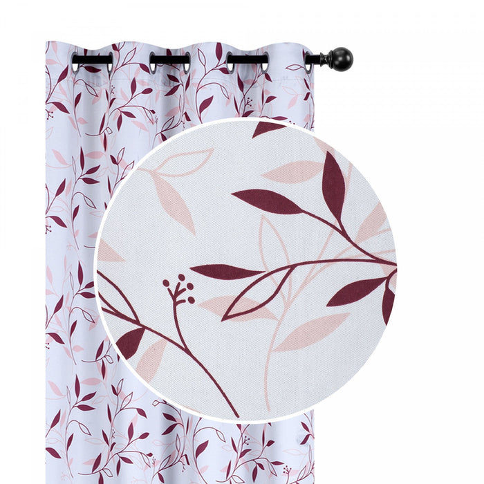 Decorative Polyester Panel Leafy Burgundy 84\" - Set of 2 Drapes and Blinds
