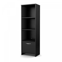 Step One 3-shelf Bookcase With Door - Pure Black 