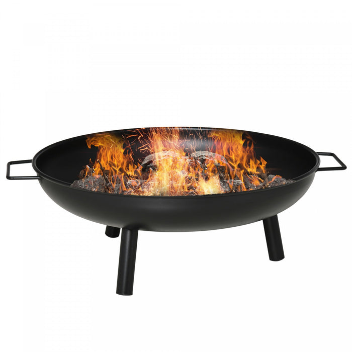 Outsunny 23" Round Outdoor Wood-burning Fire Pit With Support Legs, Black