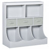 Homcom Kids Bookcase Toddler Toy Storage Organizer, Kid’s Bin Storage Unit Children Display Shelf Wa