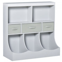 Homcom Kids Bookcase Toddler Toy Storage Organizer, Kid’s Bin Storage Unit Children Display Shelf Wa